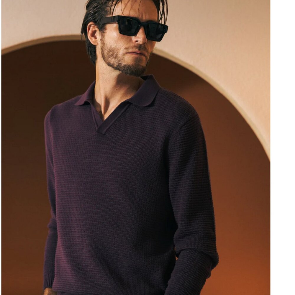 NEW Sweater Knit Polo (The Sebastian Long Sleeve Polo - Amethyst)